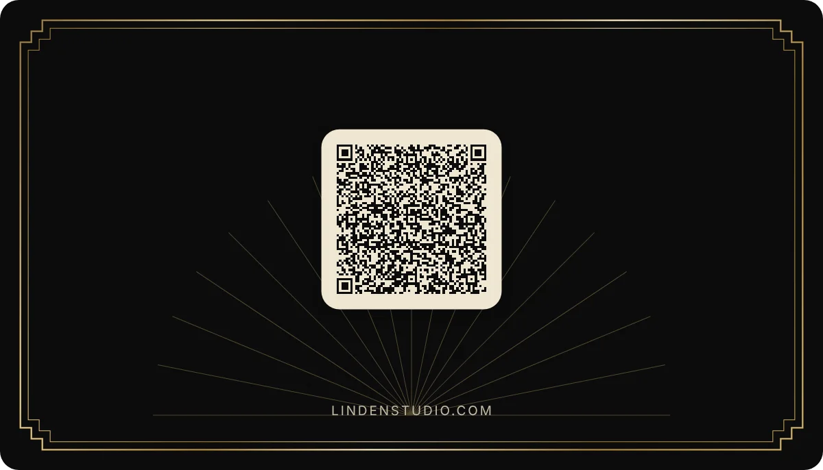 Atelier business card design, back with the QR code