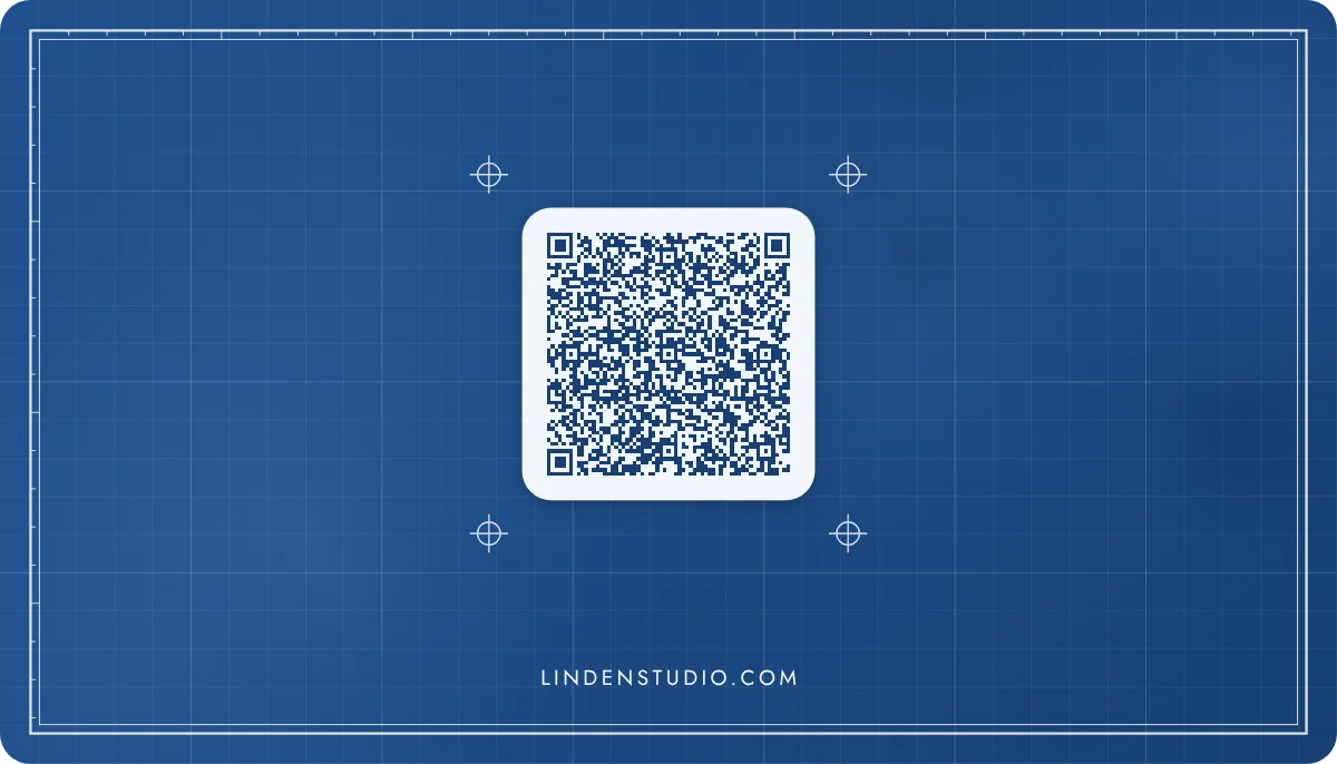 Blueprint business card design, back with the QR code