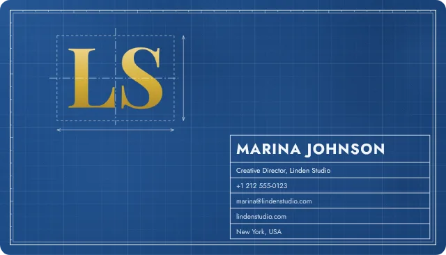 Blueprint business card design, front