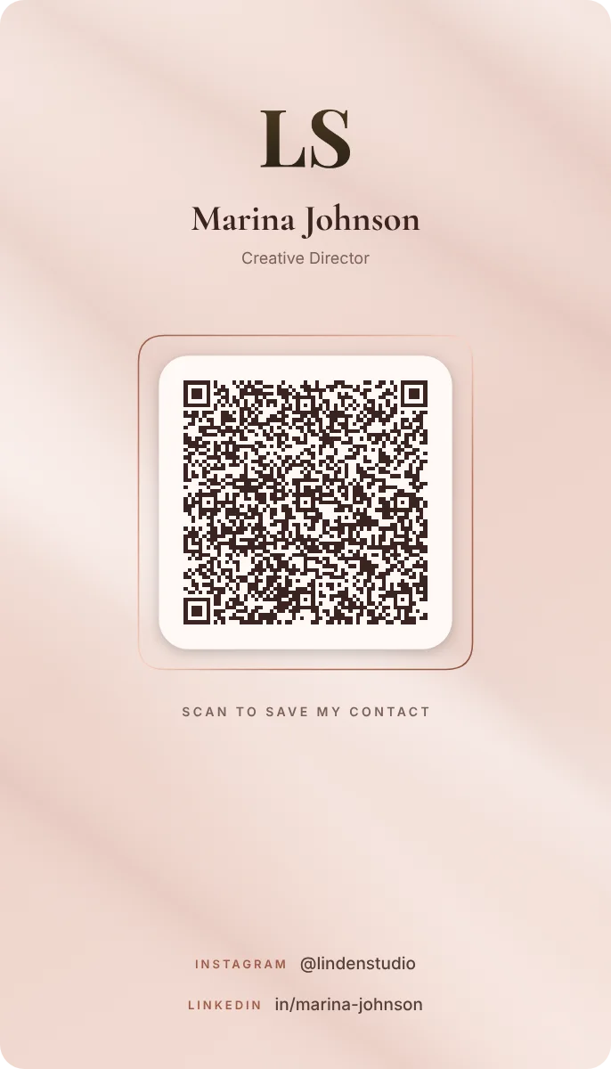 Blush Profile business card design, back with the QR code