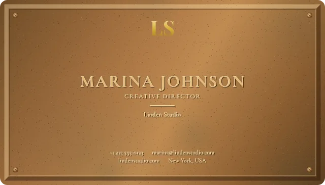 Bronze business card design, front