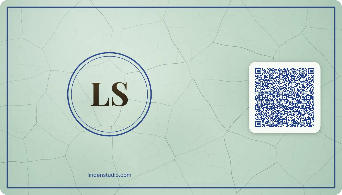 Celadon business card design, back with the QR code