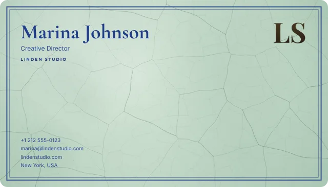 Celadon business card design, front