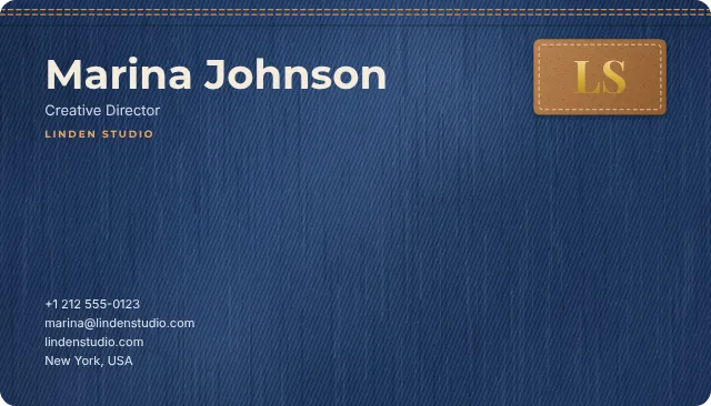 Denim business card design, front