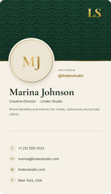 Emerald Banner business card design, front