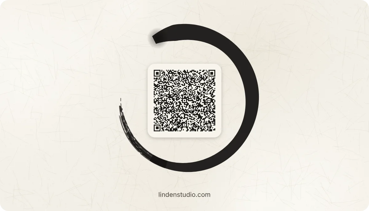 Ensō business card design, back with the QR code