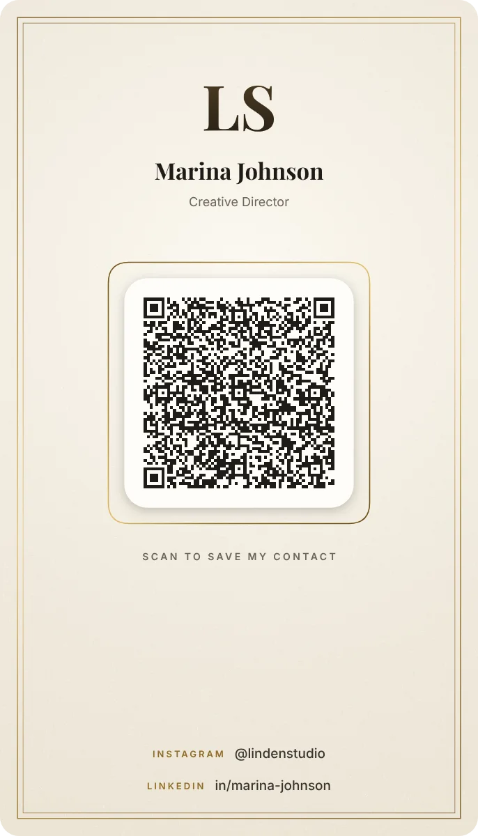 Ivory Profile business card design, back with the QR code