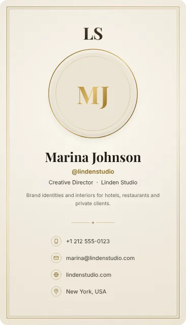 Ivory Profile business card design, front