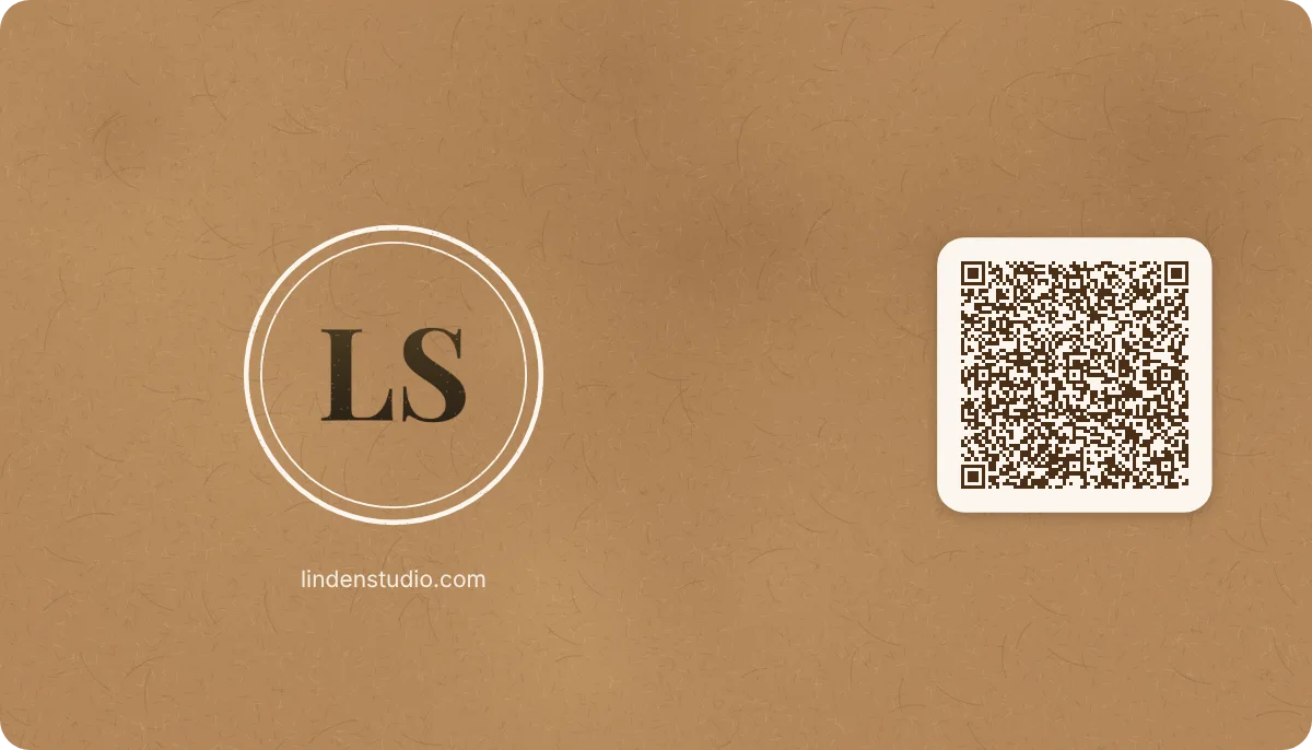 Kraft business card design, back with the QR code