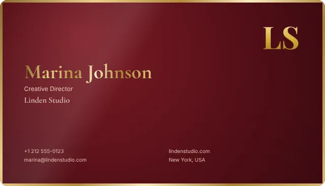 Lacquer business card design, front