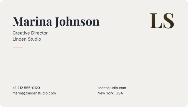 Letterpress business card design, front