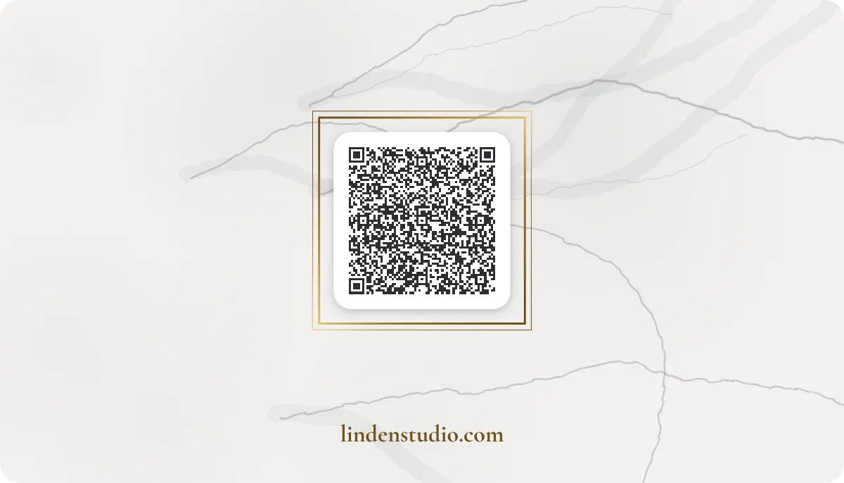 Marble business card design, back with the QR code
