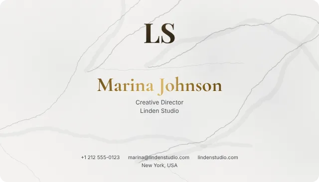 Marble business card design, front