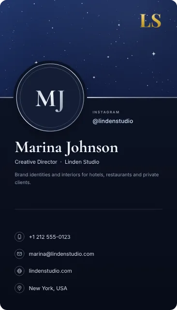 Midnight Banner business card design, front