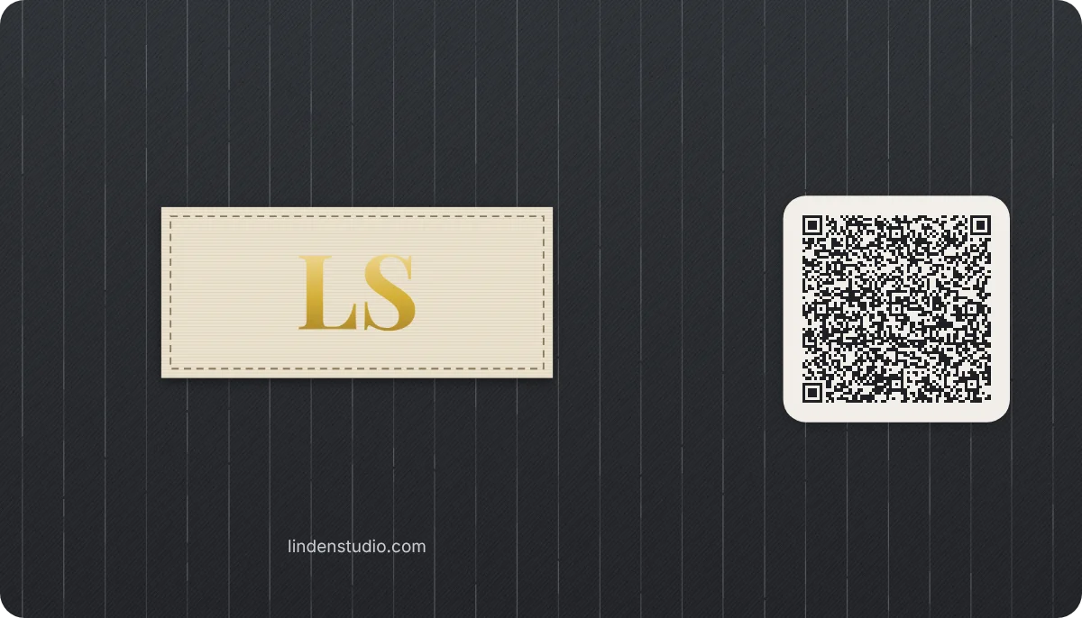 Pinstripe business card design, back with the QR code