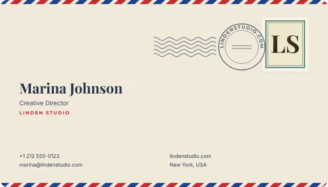 Postmark business card design, front
