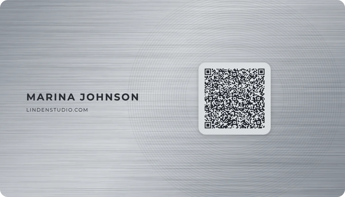 Titanium business card design, back with the QR code
