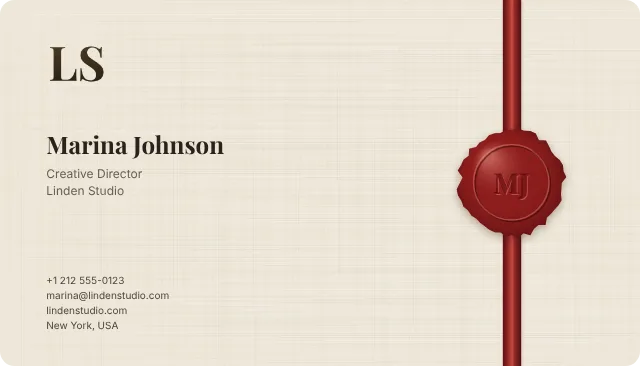 Wax Seal business card design, front